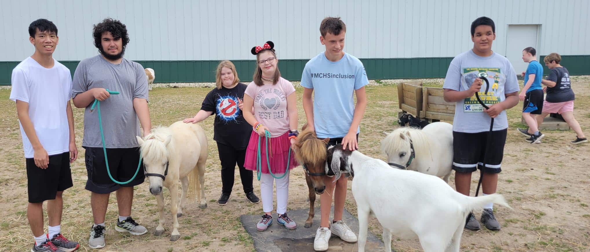 Participants during an Equine and Animal-Assisted Learning session at Main Stay Faem